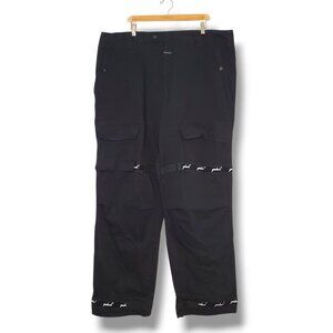 Y2K Marithe Francois Girbaud Strap Baggy Wide Cargo Jeans Black Size 40